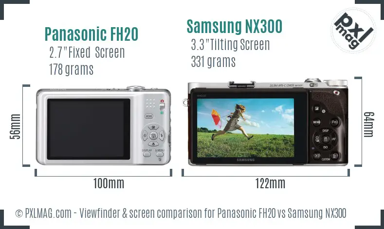 Panasonic FH20 vs Samsung NX300 Screen and Viewfinder comparison Panasonic FH20 vs Samsung NX300 Screen and Viewfinder comparison