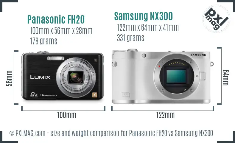 Panasonic FH20 vs Samsung NX300 size comparison Panasonic FH20 vs Samsung NX300 size comparison