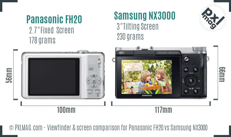 Panasonic FH20 vs Samsung NX3000 Screen and Viewfinder comparison