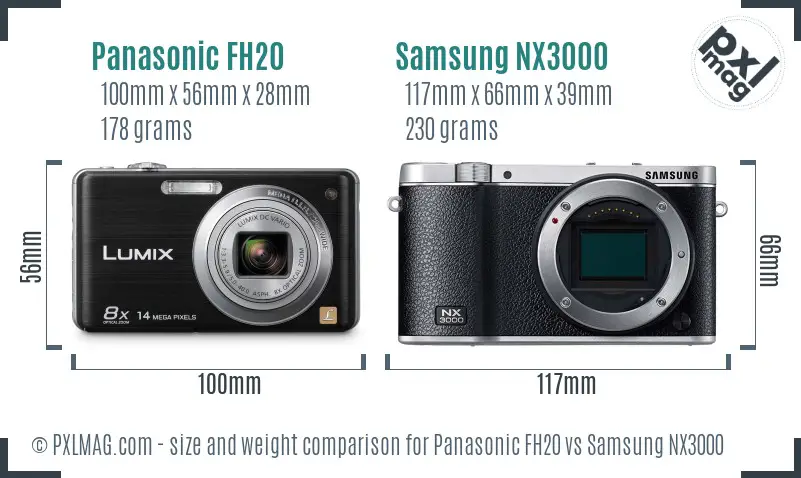 Panasonic FH20 vs Samsung NX3000 size comparison Panasonic FH20 vs Samsung NX3000 size comparison