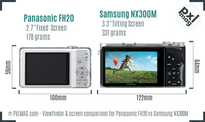 Panasonic FH20 vs Samsung NX300M Screen and Viewfinder comparison Panasonic FH20 vs Samsung NX300M Screen and Viewfinder comparison