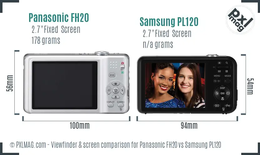 Panasonic FH20 vs Samsung PL120 Screen and Viewfinder comparison