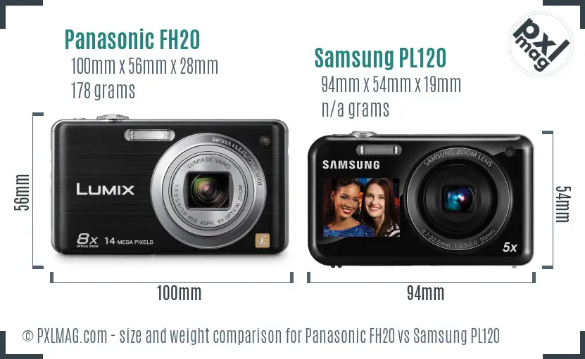 Panasonic FH20 vs Samsung PL120 size comparison