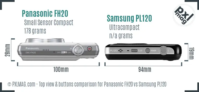 Panasonic FH20 vs Samsung PL120 top view buttons comparison