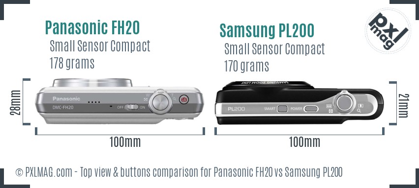 Panasonic FH20 vs Samsung PL200 top view buttons comparison