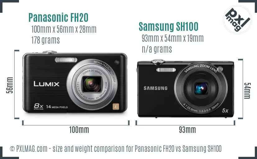 Panasonic FH20 vs Samsung SH100 size comparison Panasonic FH20 vs Samsung SH100 size comparison