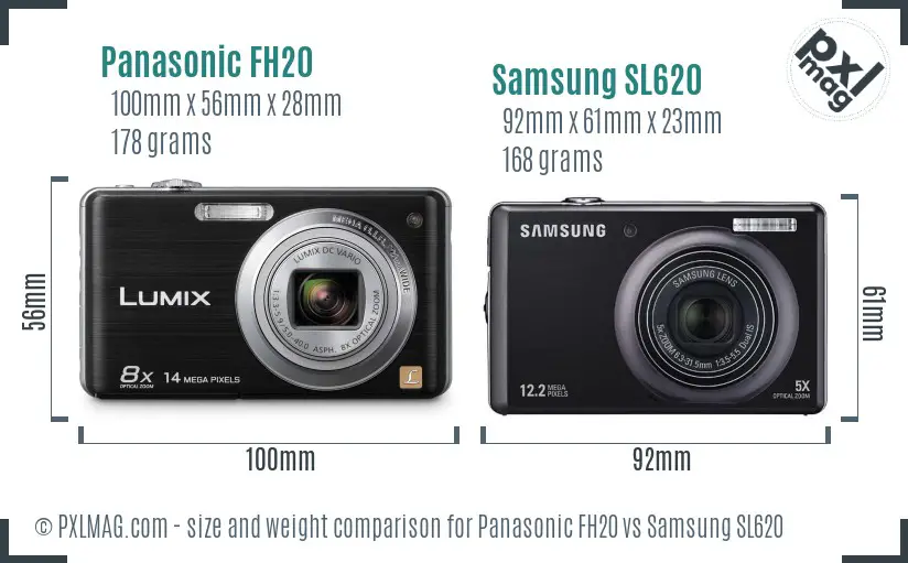 Panasonic FH20 vs Samsung SL620 size comparison
