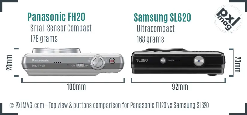 Panasonic FH20 vs Samsung SL620 top view buttons comparison