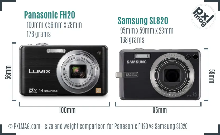 Panasonic FH20 vs Samsung SL820 size comparison