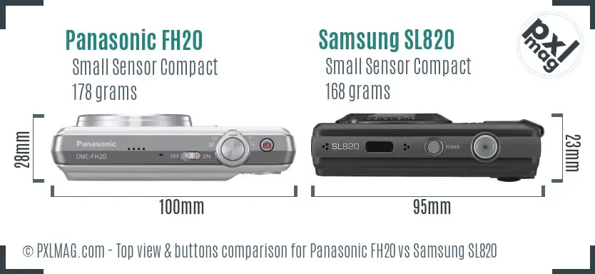 Panasonic FH20 vs Samsung SL820 top view buttons comparison