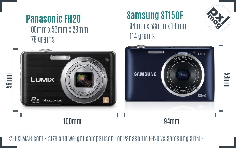 Panasonic FH20 vs Samsung ST150F size comparison Panasonic FH20 vs Samsung ST150F size comparison