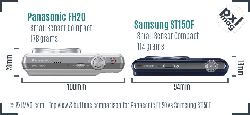 Panasonic FH20 vs Samsung ST150F top view buttons comparison