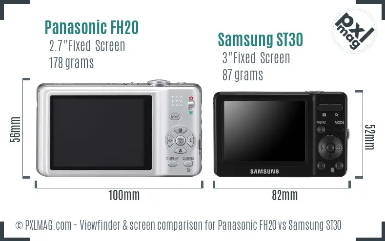 Panasonic FH20 vs Samsung ST30 Screen and Viewfinder comparison Panasonic FH20 vs Samsung ST30 Screen and Viewfinder comparison