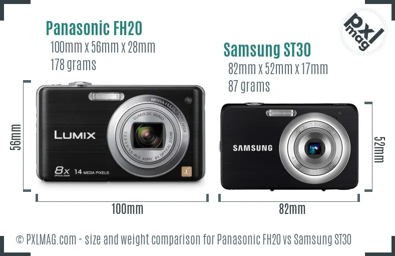 Panasonic FH20 vs Samsung ST30 size comparison Panasonic FH20 vs Samsung ST30 size comparison