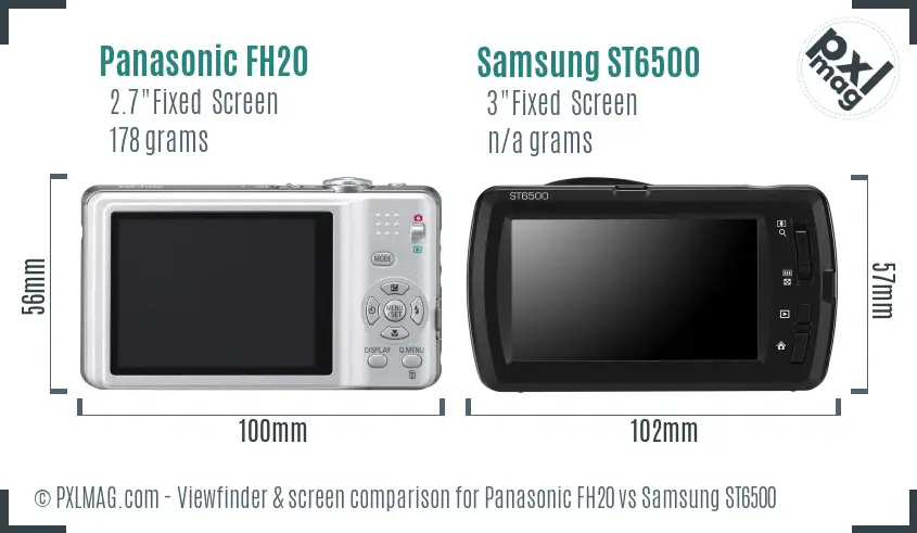 Panasonic FH20 vs Samsung ST6500 Screen and Viewfinder comparison