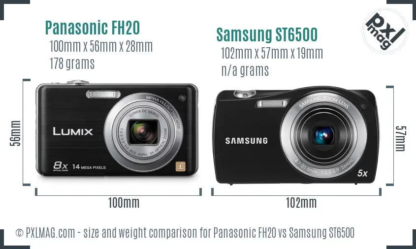 Panasonic FH20 vs Samsung ST6500 size comparison