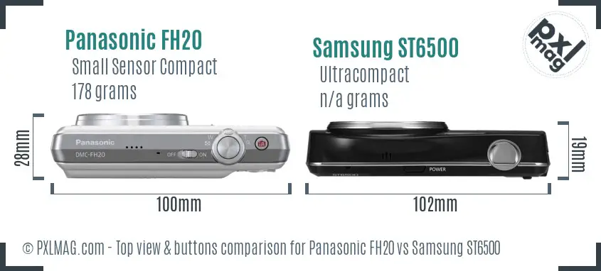 Panasonic FH20 vs Samsung ST6500 top view buttons comparison
