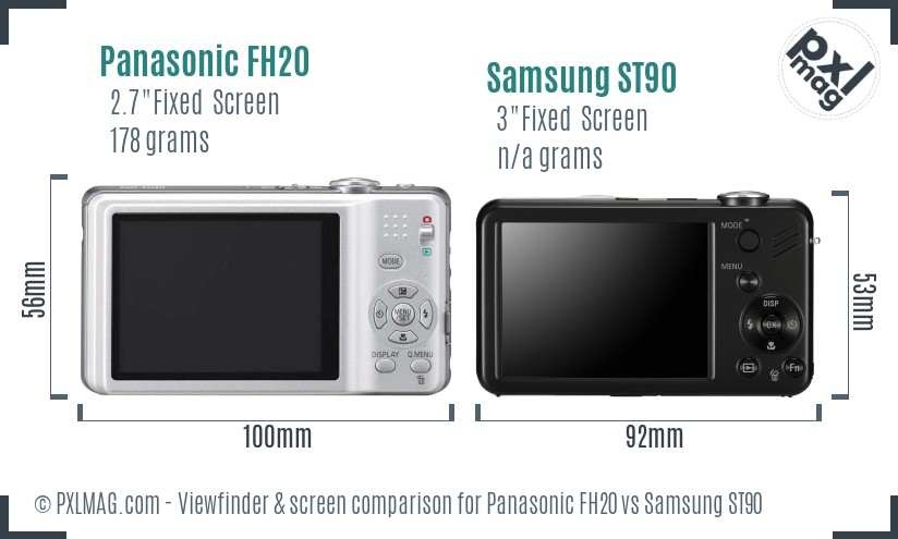 Panasonic FH20 vs Samsung ST90 Screen and Viewfinder comparison