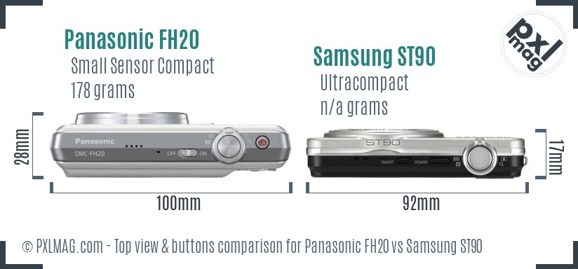 Panasonic FH20 vs Samsung ST90 top view buttons comparison