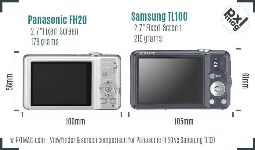 Panasonic FH20 vs Samsung TL100 Screen and Viewfinder comparison