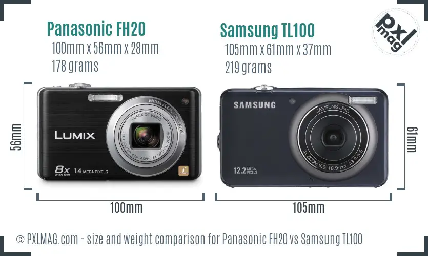 Panasonic FH20 vs Samsung TL100 size comparison