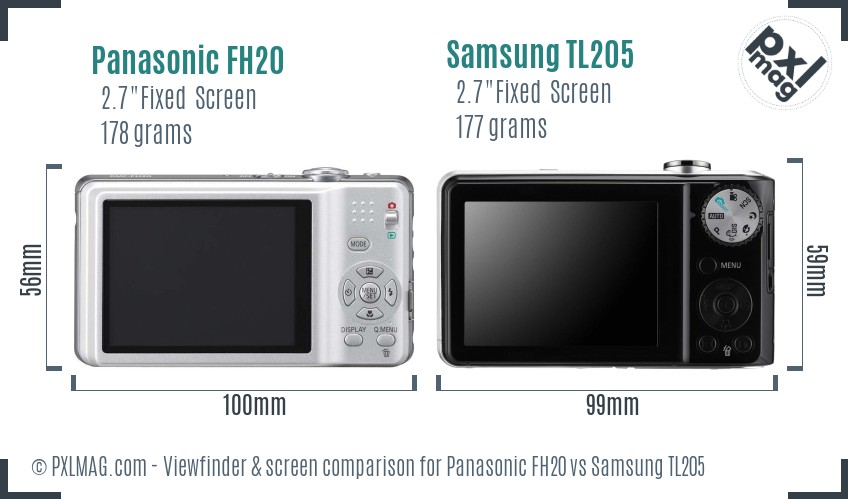 Panasonic FH20 vs Samsung TL205 Screen and Viewfinder comparison