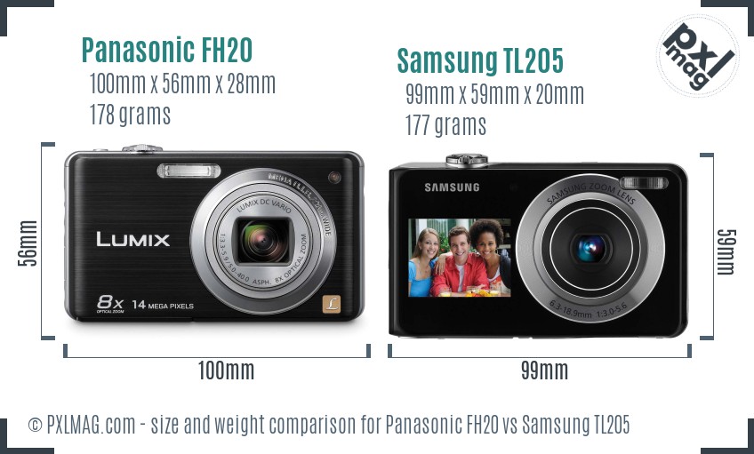 Panasonic FH20 vs Samsung TL205 size comparison Panasonic FH20 vs Samsung TL205 size comparison