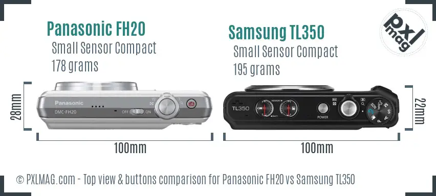 Panasonic FH20 vs Samsung TL350 top view buttons comparison