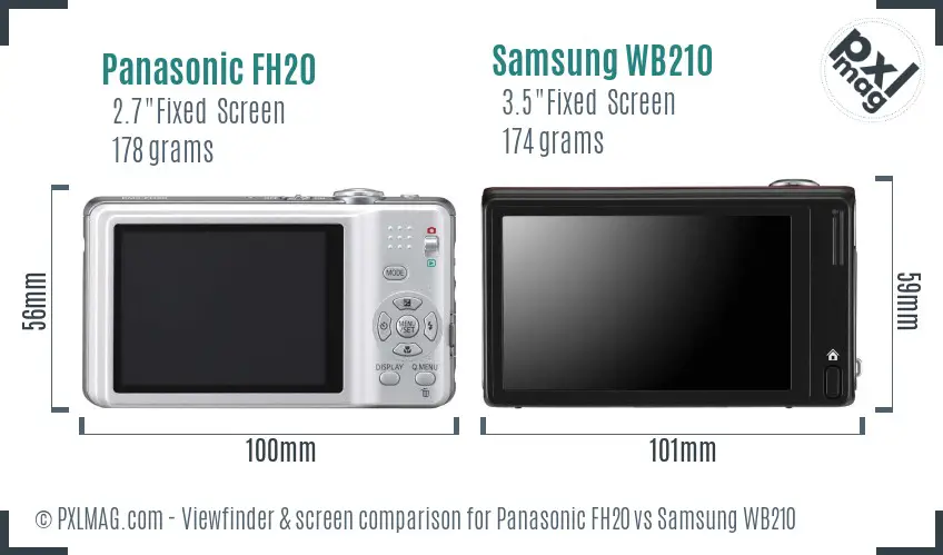 Panasonic FH20 vs Samsung WB210 Screen and Viewfinder comparison