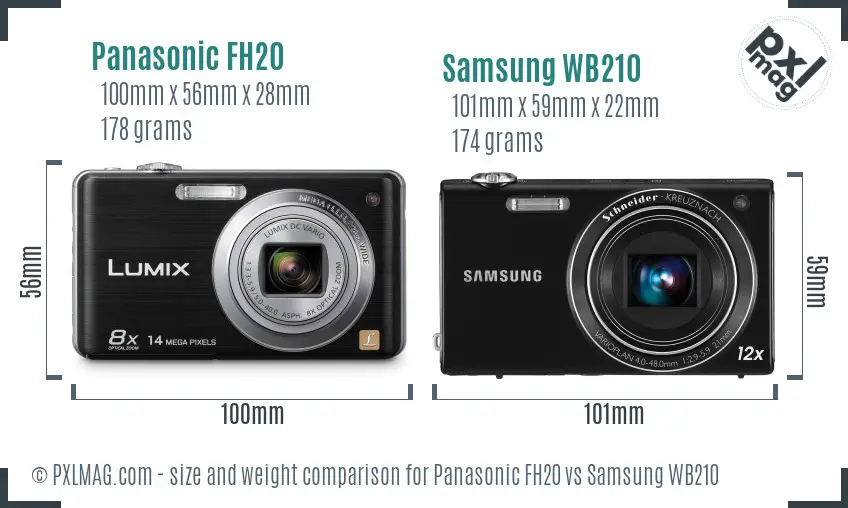 Panasonic FH20 vs Samsung WB210 size comparison