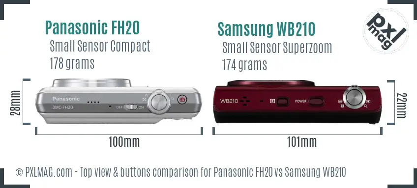 Panasonic FH20 vs Samsung WB210 top view buttons comparison