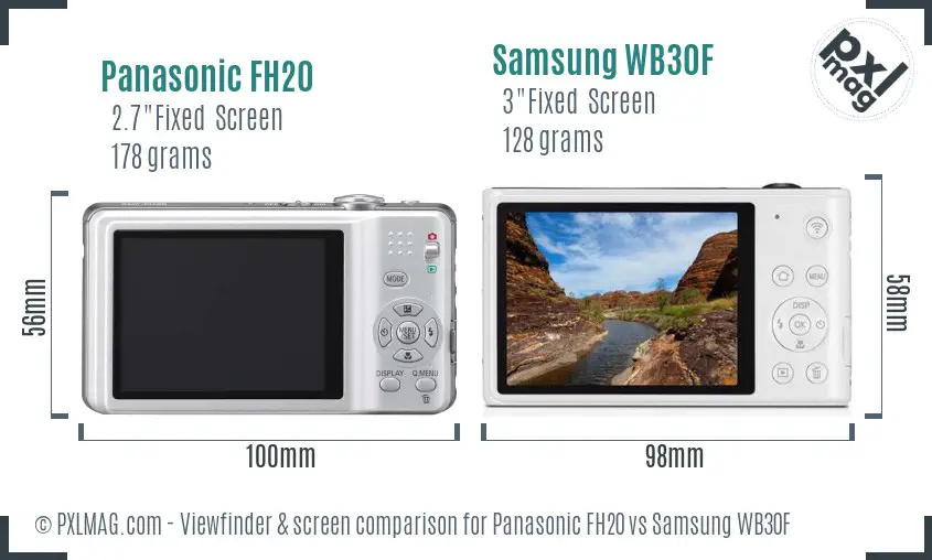 Panasonic FH20 vs Samsung WB30F Screen and Viewfinder comparison