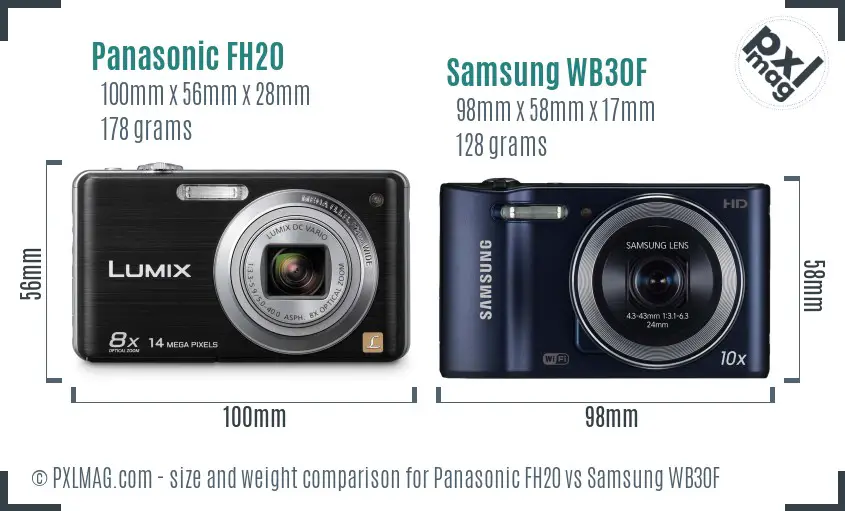 Panasonic FH20 vs Samsung WB30F size comparison