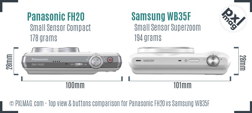 Panasonic FH20 vs Samsung WB35F top view buttons comparison