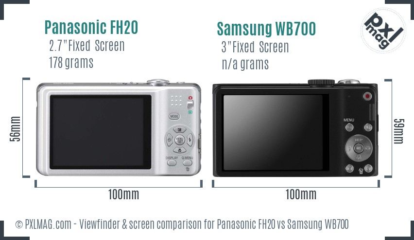 Panasonic FH20 vs Samsung WB700 Screen and Viewfinder comparison