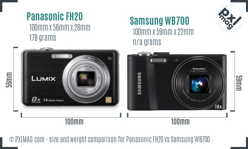 Panasonic FH20 vs Samsung WB700 size comparison Panasonic FH20 vs Samsung WB700 size comparison