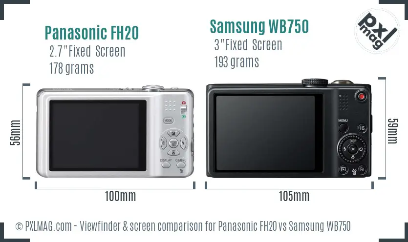 Panasonic FH20 vs Samsung WB750 Screen and Viewfinder comparison Panasonic FH20 vs Samsung WB750 Screen and Viewfinder comparison