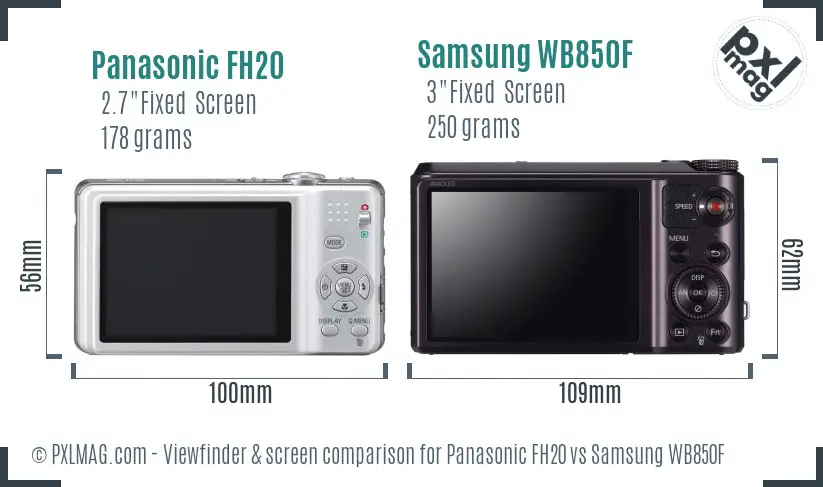 Panasonic FH20 vs Samsung WB850F Screen and Viewfinder comparison