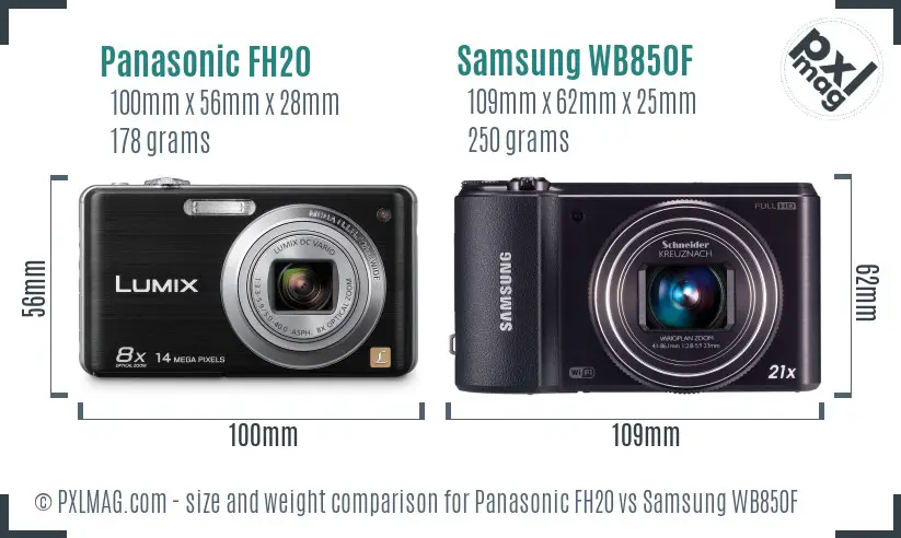 Panasonic FH20 vs Samsung WB850F size comparison Panasonic FH20 vs Samsung WB850F size comparison