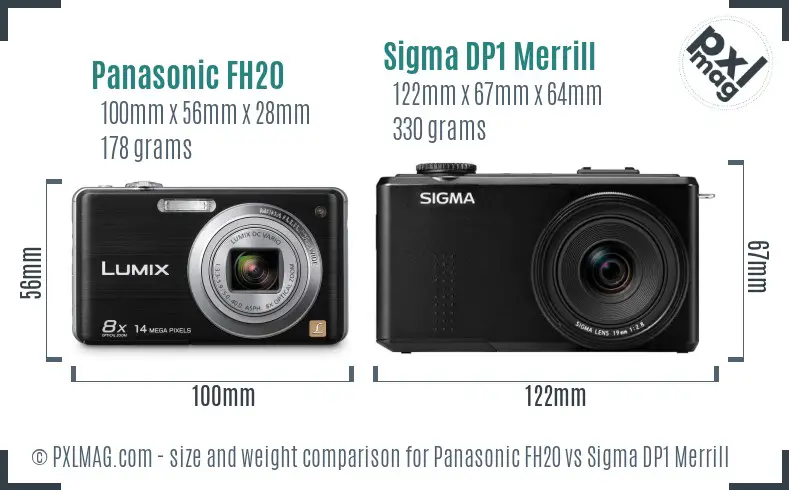 Panasonic FH20 vs Sigma DP1 Merrill size comparison
