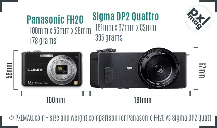 Handheld Panasonic FH20 and Sigma DP2 Quattro side-by-side to show physical size difference