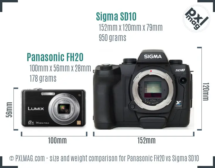 Panasonic FH20 vs Sigma SD10 size comparison