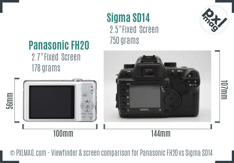 Panasonic FH20 vs Sigma SD14 Screen and Viewfinder comparison