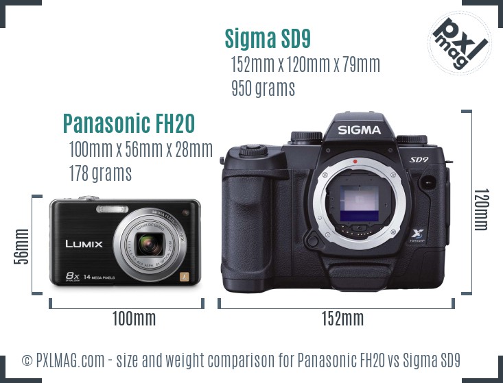 Panasonic FH20 vs Sigma SD9 size comparison Panasonic FH20 vs Sigma SD9 size comparison
