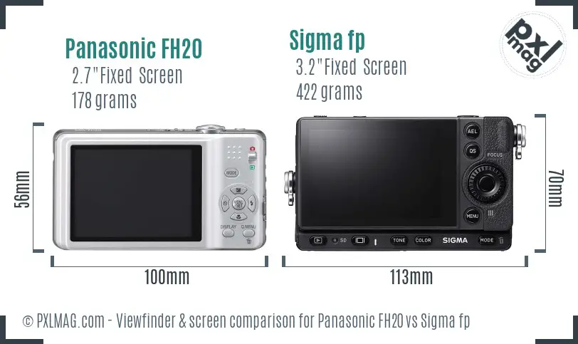 Panasonic FH20 vs Sigma fp Screen and Viewfinder comparison