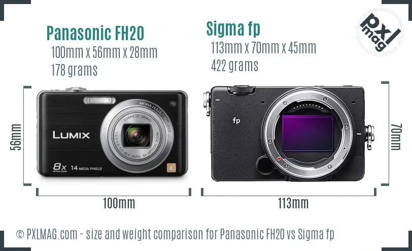 Panasonic FH20 vs Sigma fp size comparison