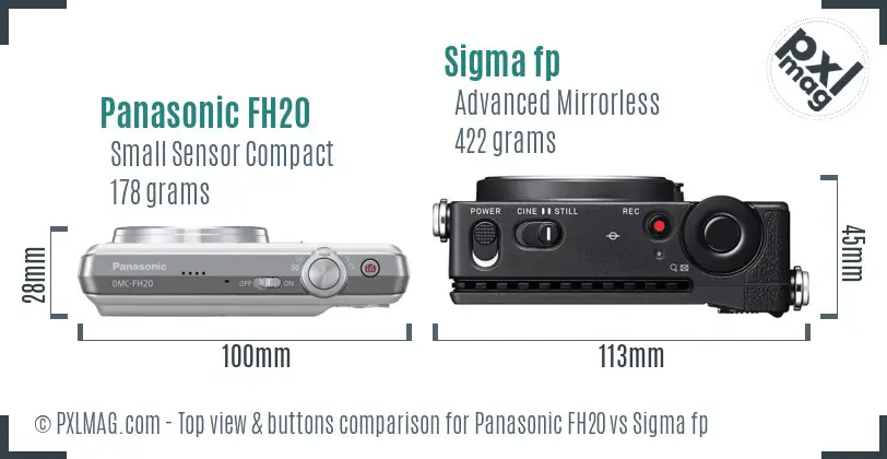 Panasonic FH20 vs Sigma fp top view buttons comparison