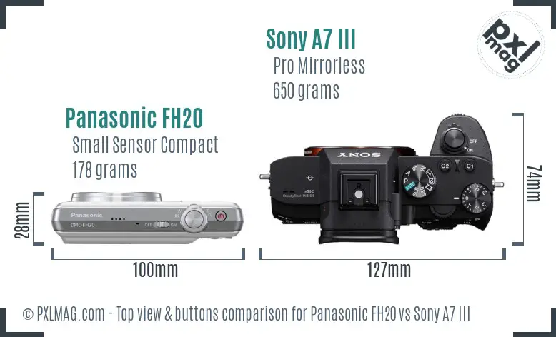 Panasonic FH20 vs Sony A7 III top view buttons comparison