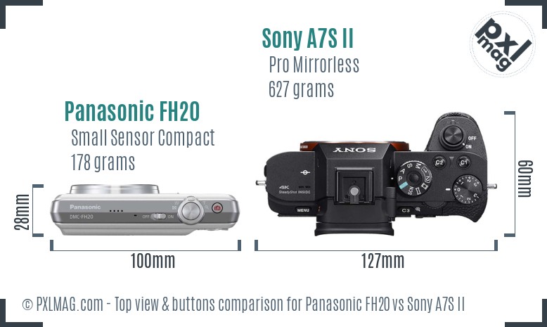 Panasonic FH20 vs Sony A7S II top view buttons comparison