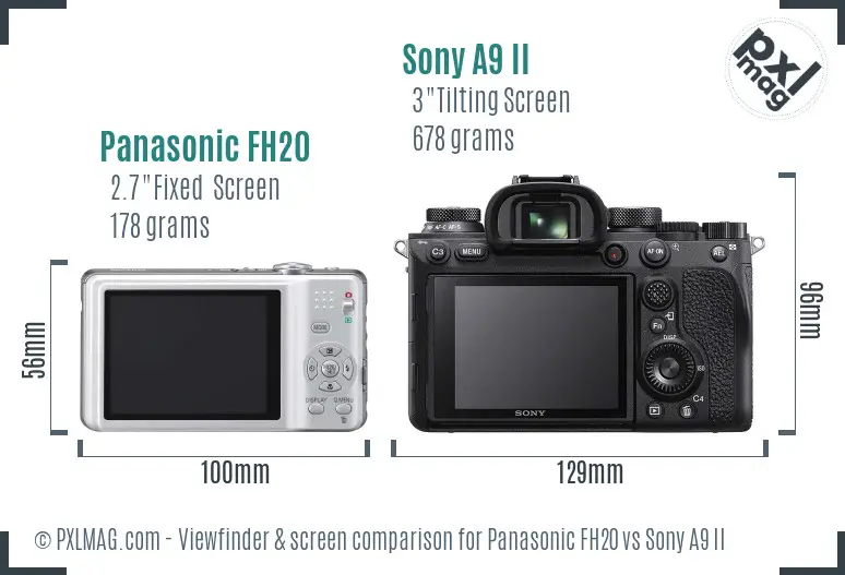 Panasonic FH20 vs Sony A9 II Screen and Viewfinder comparison